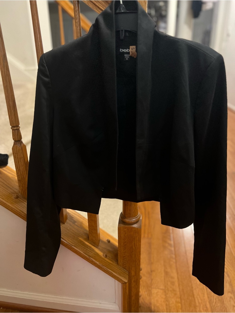 bebe Black Cropped Open-Front Blazer